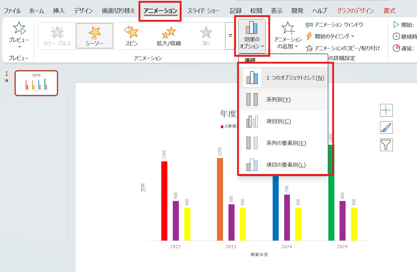 アニメーションで系統別に登場させるなど設定ができる